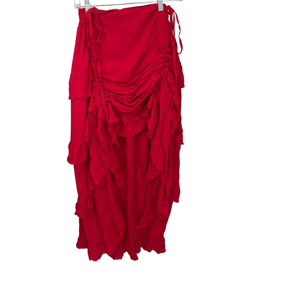 The Pirate Dressing Size S Red Ruffle Hi Low Skirt Pirate Cosplay Steampunk Ren